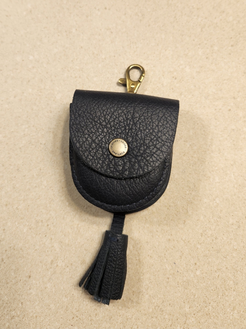 Portland Leather Dark Blue Snap Pouch with Tassel